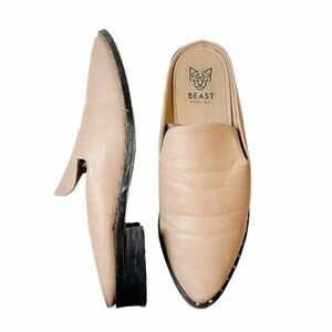 Beast Fashion Mules Blush Taupe Faux Leather Studded Side Slip On Women’s Size 7